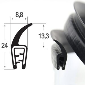 DTF3 – U - профили за защита на ръбове с перо – диапазон на затягане 1 – 2.5 mm