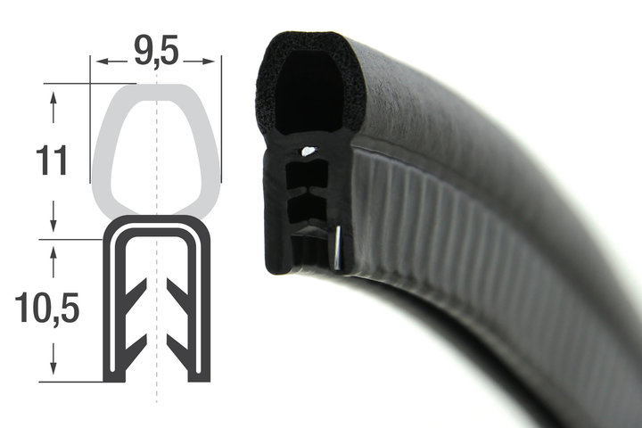 DTО18 – U- профил с горно уплътнение – диапазон на затягане 1.5 – 3 mm - Image 2