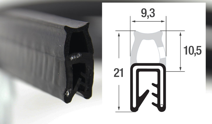DTО2 – U- профил с горно уплътнение – диапазон на затягане 1 – 3 mm - Image 2