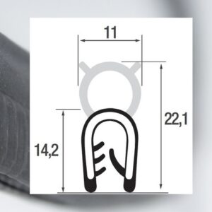 DTО22 – U- профил с горно уплътнение – диапазон на затягане 1 – 2.5 mm