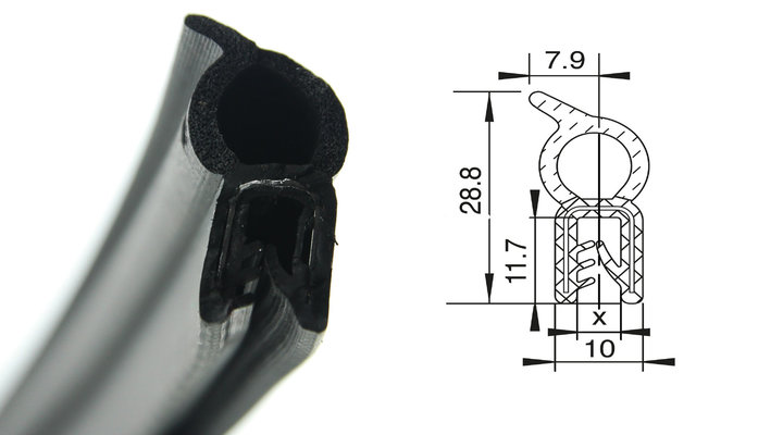 DTО6 – U- профил с горно уплътнение – диапазон на затягане 2 – 4 mm - Image 2