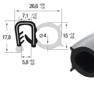 DTS38 - EPDM уплътнение отстрани - диапазон на затягане от 2 - 4 mm