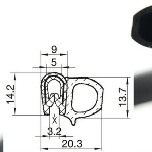 DTS5 - PVC/EPDM уплътнение отстрани - диапазон на затягане от 1 - 3 mm
